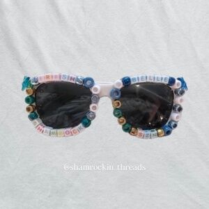 University of Notre Dame white beaded sunglasses I handmade!